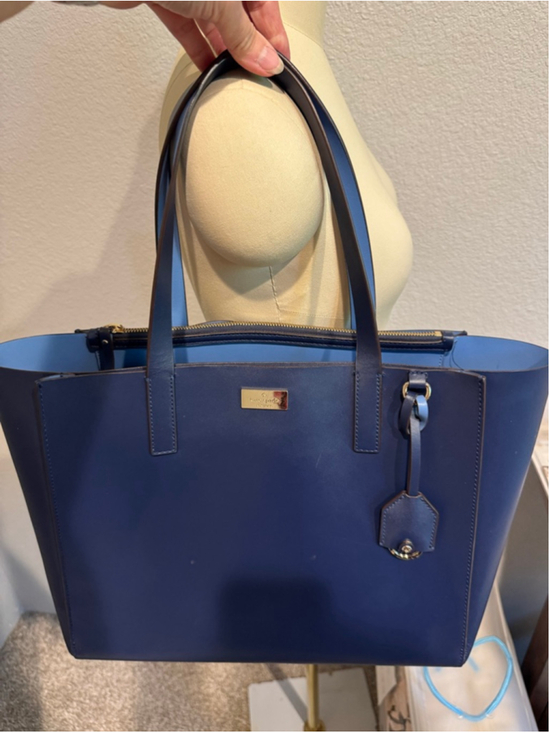 Kate Spade Handbags - Women's Kate Spade Navy Blue Leather Tote Bag